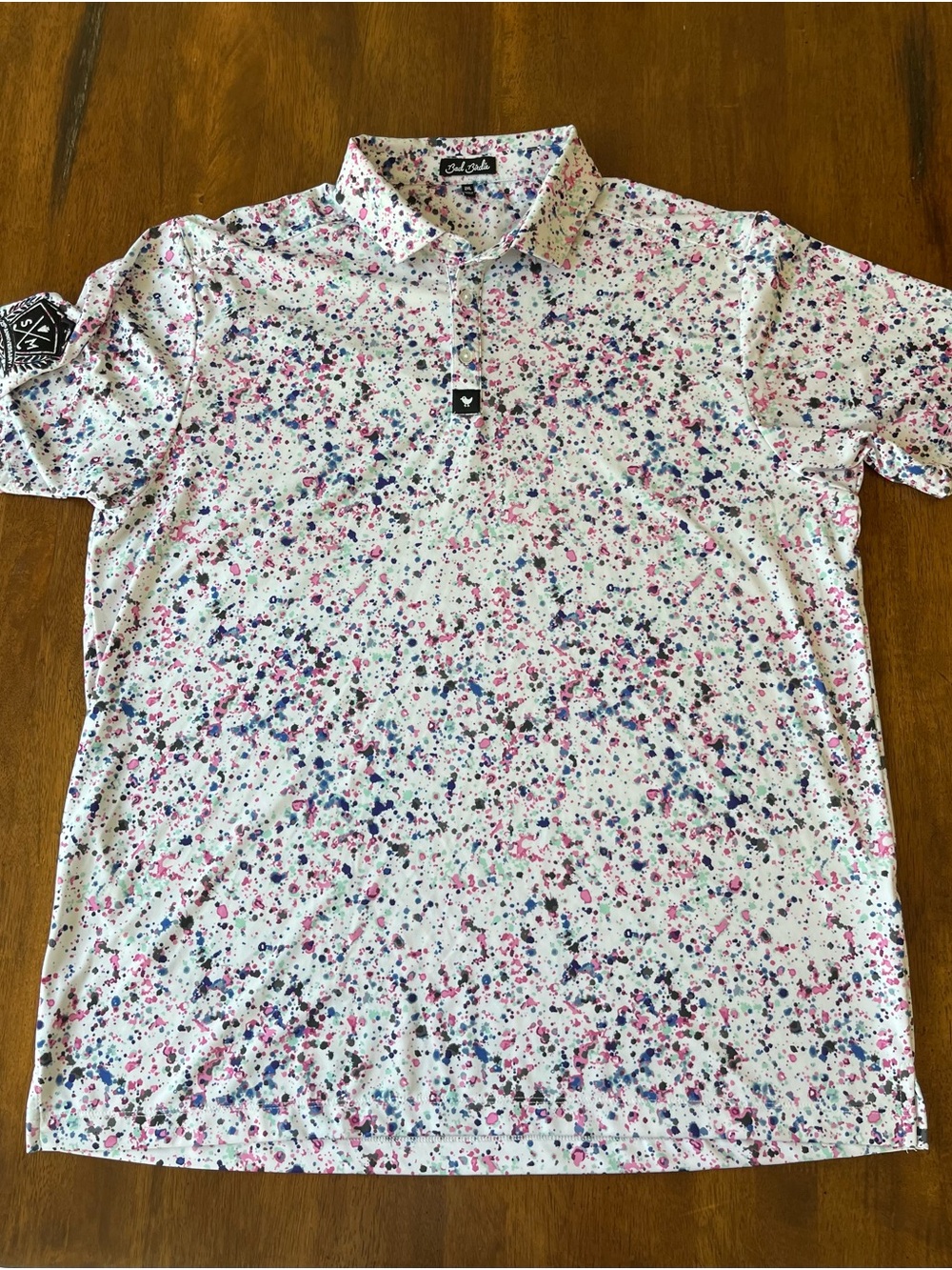 Bad Birdie Paint Splatter 3 Golf Polo Performance Stretch Shirt XXL